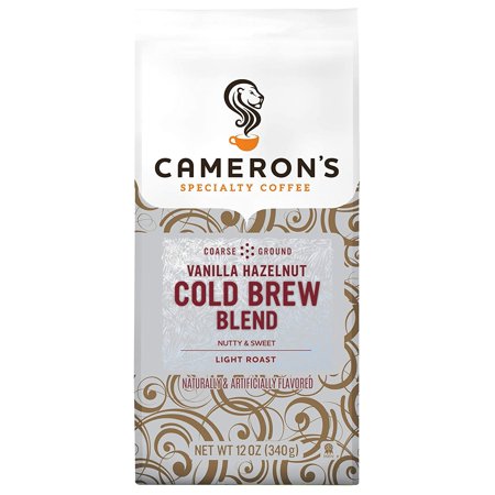 Camerons Coffee Roasted Ground Coffee Bag  Flavored  Vanilla Hazelnut Cold Brew Blend  12 Ounce