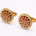 thumbnail image 3 of Men Suit Cufflink Vintage Pattern Fashion Red Enamel Silver Gold Cufflink, 3 of 4