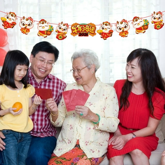 2021 New Year Banner Creative Festive Decorative Paper Banner Cartoon Banner