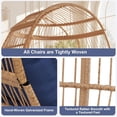 thumbnail image 4 of Oversized Wicker Egg Chair with Stand - High Weight Capacity, Washable Cushions for Indoor and Outdoor, Blue, 4 of 6