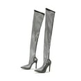 thumbnail image 6 of Fishnet Clear Thigh High Boots for Women Sexy See Through Mesh Stiletto High Heel over The Knee Dress Tall Boots, 6 of 8
