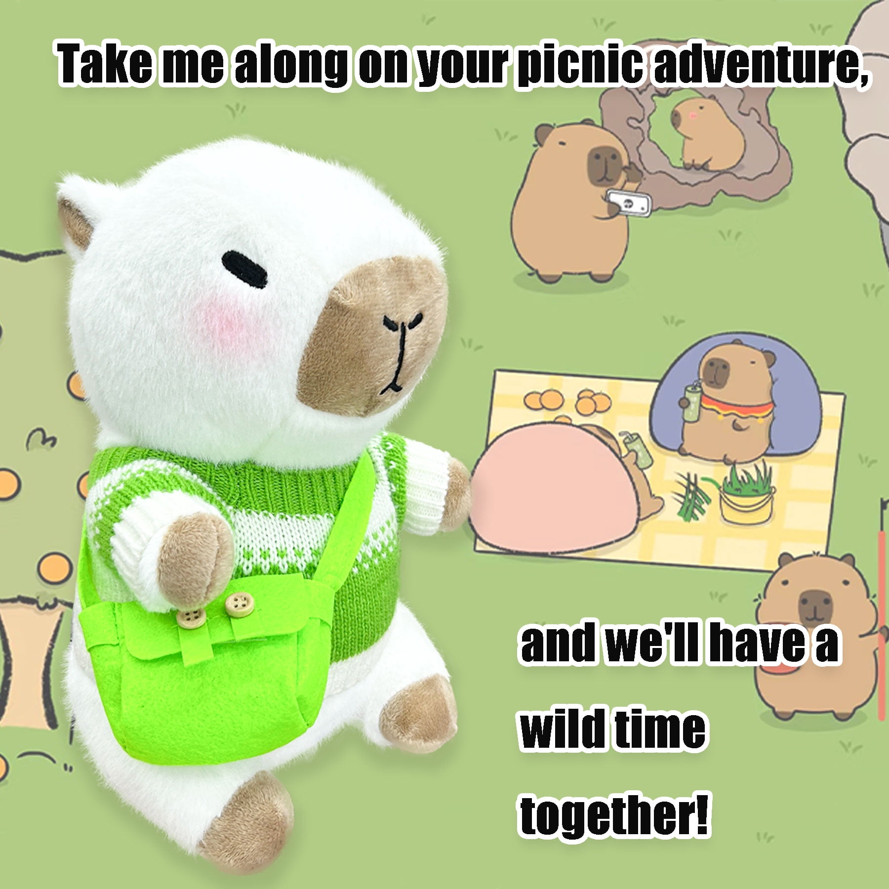 Dress-Up Capybara Plush Toy with Outfit & Accessories Set, Soft Stuffed Animal, 8/9/10-Piece Clothes & Bag Bundle, Gift for Kids