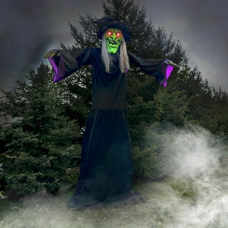 Haunted Hill Farm 15 ft Animatronic Witch with Lights and Sound, Outdoor Halloween Decoration, HHWITCH-48FLSA