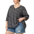 thumbnail image 1 of Blusa con volantes Agnes Orinda Blucon Floral Ditsy Negro XXL, 1 of 5