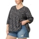 thumbnail image 1 of Blusas de talgrande pamujer Blucon volantes y péplum floral con cuello en V y estampado floral Ditsy Negro XL, 1 of 5