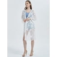 thumbnail image 4 of Womens Long Embroidered Lace Kimono Cardigan with Half Sleeves, 4 of 6