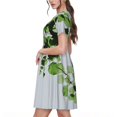 thumbnail image 2 of Easygdp Watercolor Green Leaves para Vestido Transpirable de Mujer, Vestido Suelto de Manga Corta con Pliegues y Bolsillos para el Verano, 2 of 6