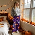 thumbnail image 4 of BFRGSIJ Halloween Lounge Pants for Women Soft Fleece Baggy Wide Leg Sleep Pajamas Spooky Season Festive Casual Fall Sleepwear S, 4 of 7