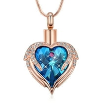 Cremation Jewelry Angel Wing Heart Urn Necklace for Ashes for Women Memorial Human Pet Ashes Pendant