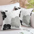 thumbnail image 2 of Black White Pillow Covers Set of 2 Grey Floral Throw Pillow Cover Soft Velvet Modern Accent Gray Peony Flower Decorative Couch Cushion Cover for Bed Living Room Chair Sofa Pillow Cases 16x16 Inch, 2 of 6