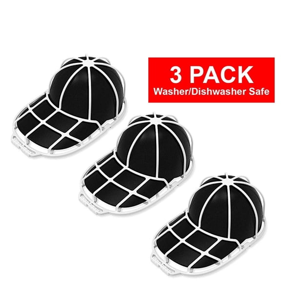 3-Pack Hat Washer for Washing Machine, Baseball Cap Cleaner Cage Holder Frame with Heat-Resistant PE Material, Universal Fit for All Caps