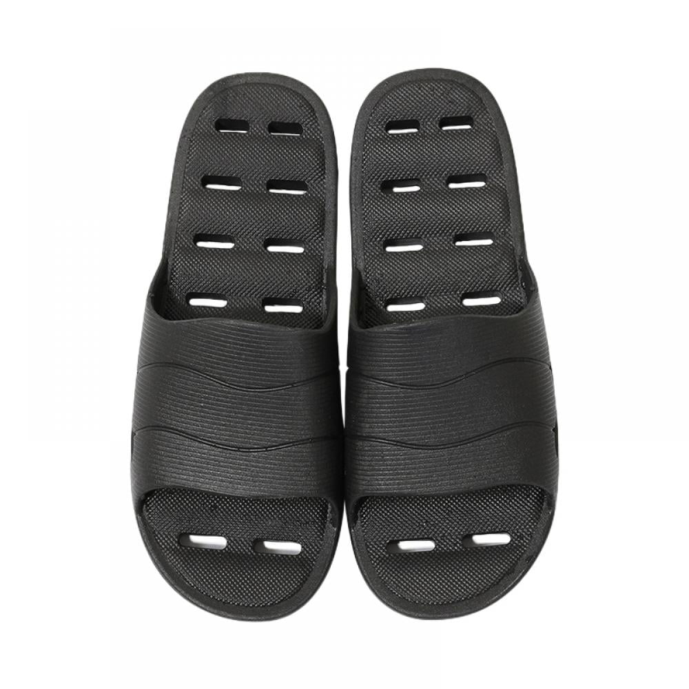 Men Bathroom Slippers Shower Shoes Gym Slippers Soft Sole Open Toe House Slippers Black