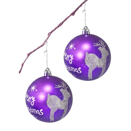 Perfect Holiday 3 14 Shatterproof Handpainted Merry Chrismas And Deer Ball Ornament Walmart Com Walmart Com