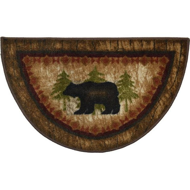Mayberry Rug CC5276 19X31 19 x 31 in. Cozy Cabin Birch Bear Printed Nylon Kitchen Mat & Rug, Brown