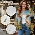 thumbnail image 6 of COEQINE Women's Bomber Jacket Zip Up Long Sleeve Varsity Shackets Lightweight Coat with Pockets, Stand Collar Loose Fit Casual Jacket Fall Winter Outfits, Small, Cow Daisy, 6 of 7