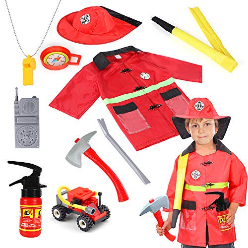 Qunan Fireman Costume Fire Chief Dress Up Pretend Role Play Kit Set
