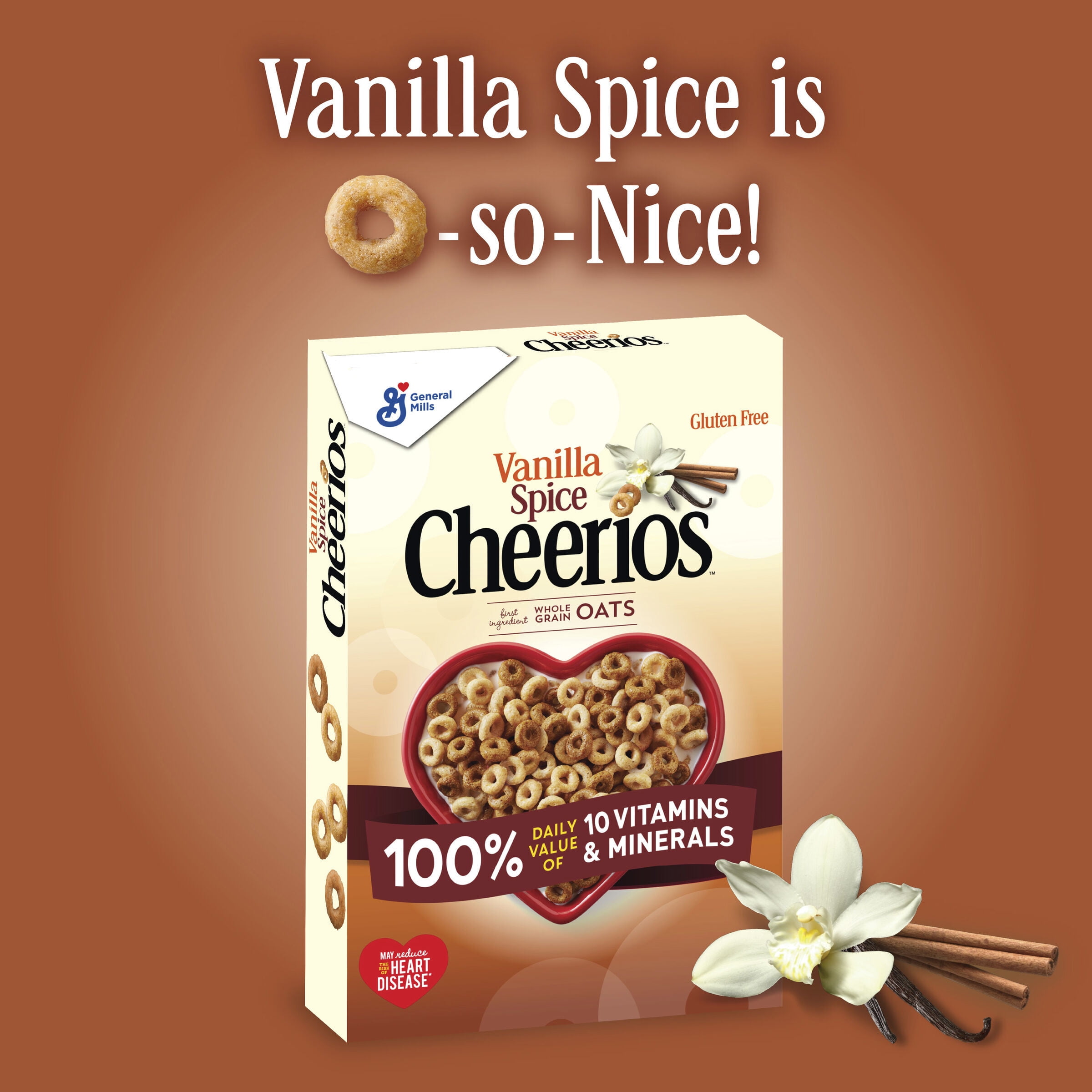 Vanilla Spice Cheerios Heart Healthy Cereal, Gluten Free Cereal With Whole Grain Oats, Family Size, 18 oz