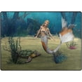 thumbnail image 3 of GZHJMY Mermaid Non Slip Area Rug for Living Dinning Room Bedroom Kitchen, 4' x 5'(48 x 63 Inches / 120 x 160 cm), Mermaid Turtle Nursery Rug Floor Carpet Yoga Mat, 3 of 6