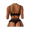 thumbnail image 2 of VISgogo Conjunto de lencería Babydoll de 3 piezas para mujer, sujetador de encaje floral sexy + liguero de cintura alta + conjunto de bragas VISgogo moda, 2 of 3