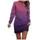 thumbnail image 1 of Vestido informal de manga larga para mujer: vestido liso de otoño/invierno con cuello redondo y estampado navideño opcional., 1 of 5