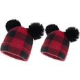 thumbnail image 2 of HESHENG Winter Wool Parent-Child Knitted Hat Lattice Mother Baby Christmas Warm Hat Plaid Beanie Ski Cap, Baby, 2 of 7