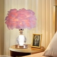 thumbnail image 2 of Feather Bedside Lamp - Modern Pink Feather Table Light with Stylish Shade Table Lamp, 2 of 5