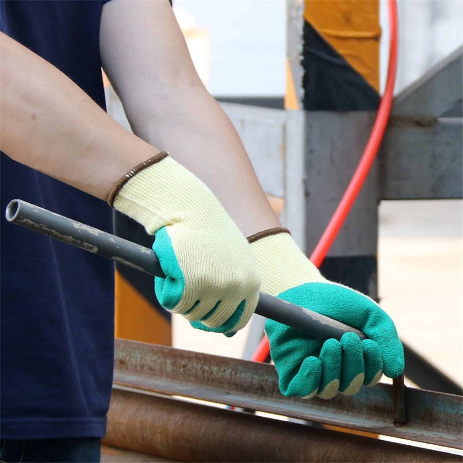Working Gloves Men Polyester Latex Crinkle Rubber Gloves Work Safety Gloves Hand,10 pairs ,Comfort and Durability
