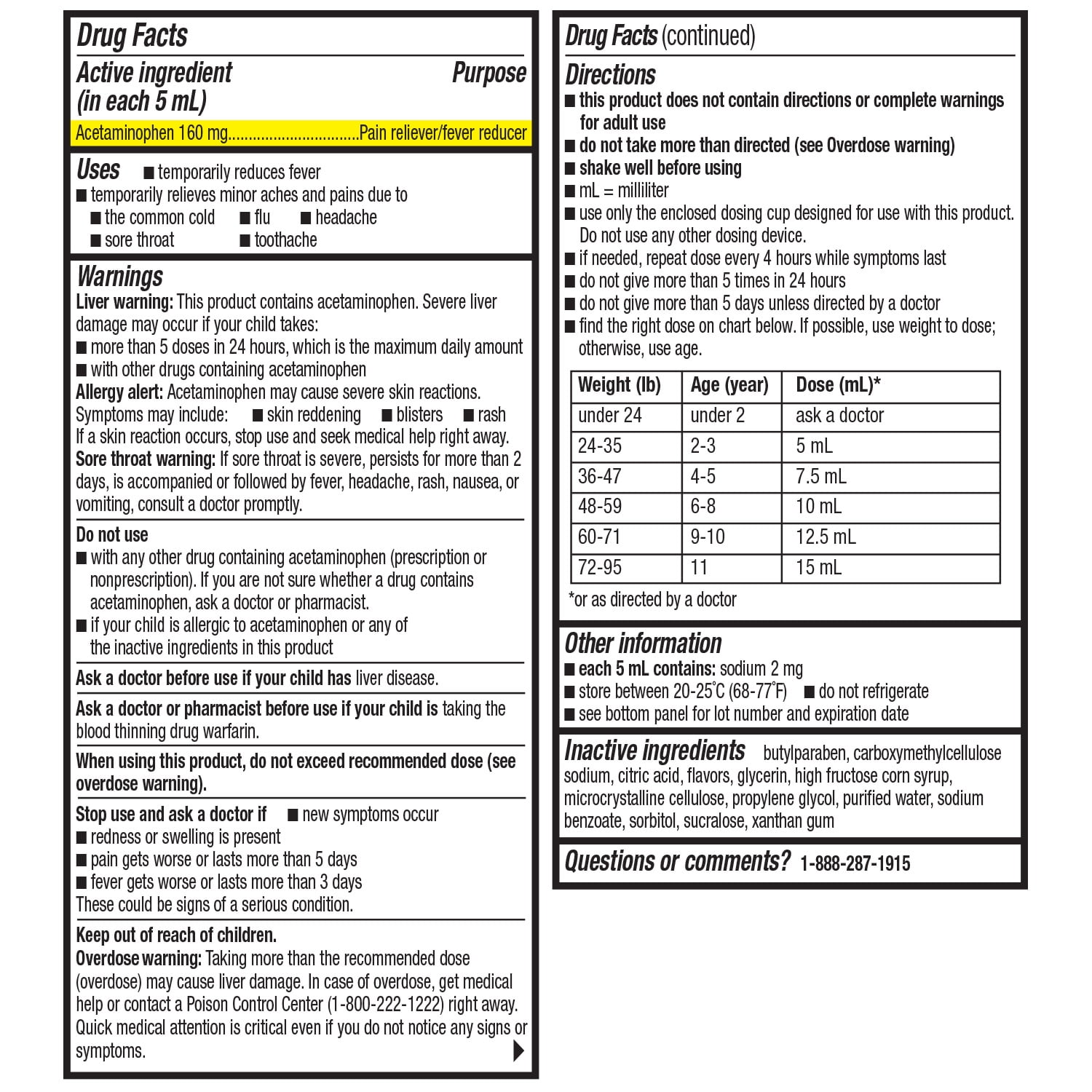 Equate Children's Pain Reliever/Fever Reducer Acetaminophen Oral Suspension, Cherry Flavor, 160 mg, 4 fl oz