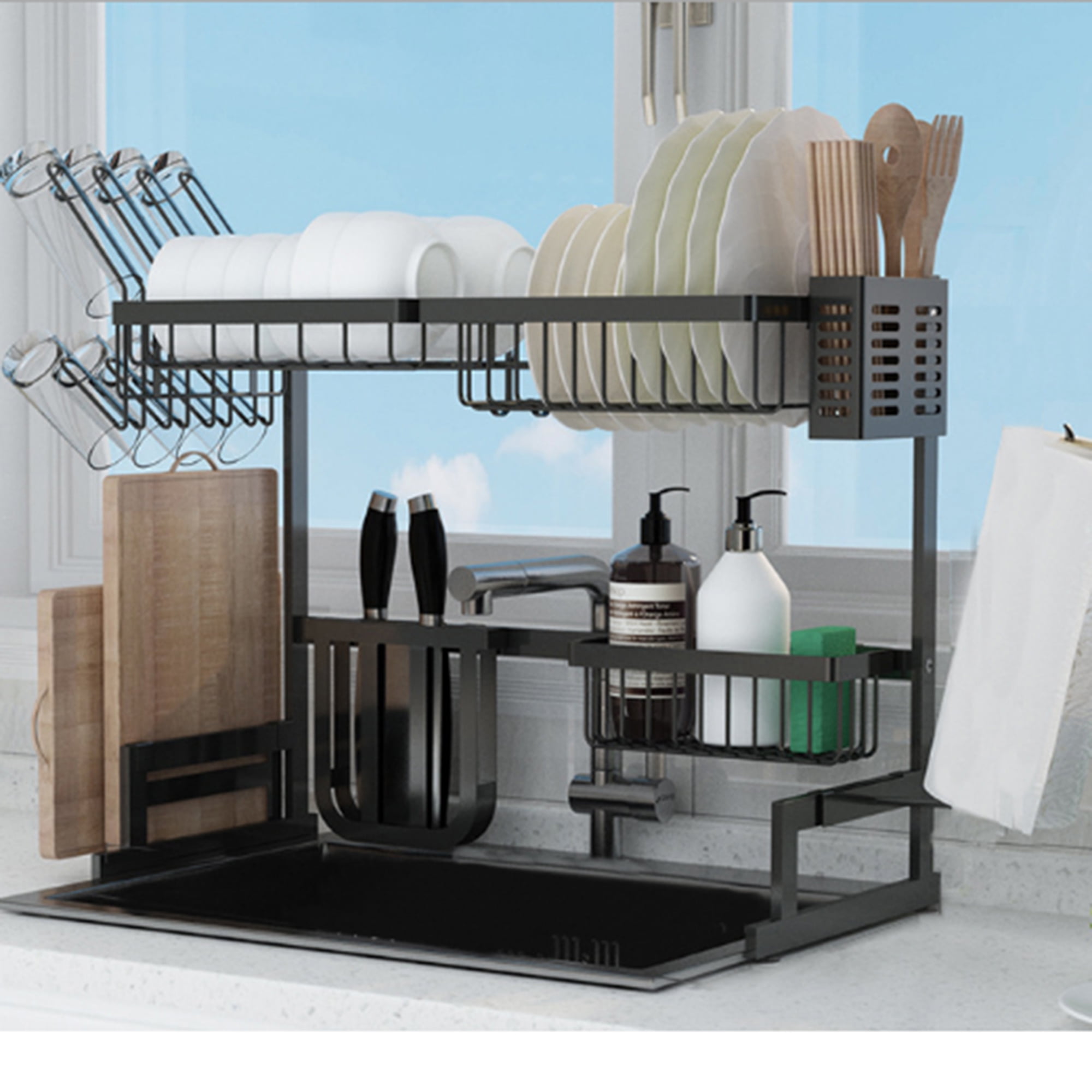 26inch/34.2inch 2 Tier Over The SiLELINTA Dish Rack - Multipurpose - Large  Capacity Dish Drying Rack Over the SiLELINTA Kitchen Supplies Storage ...