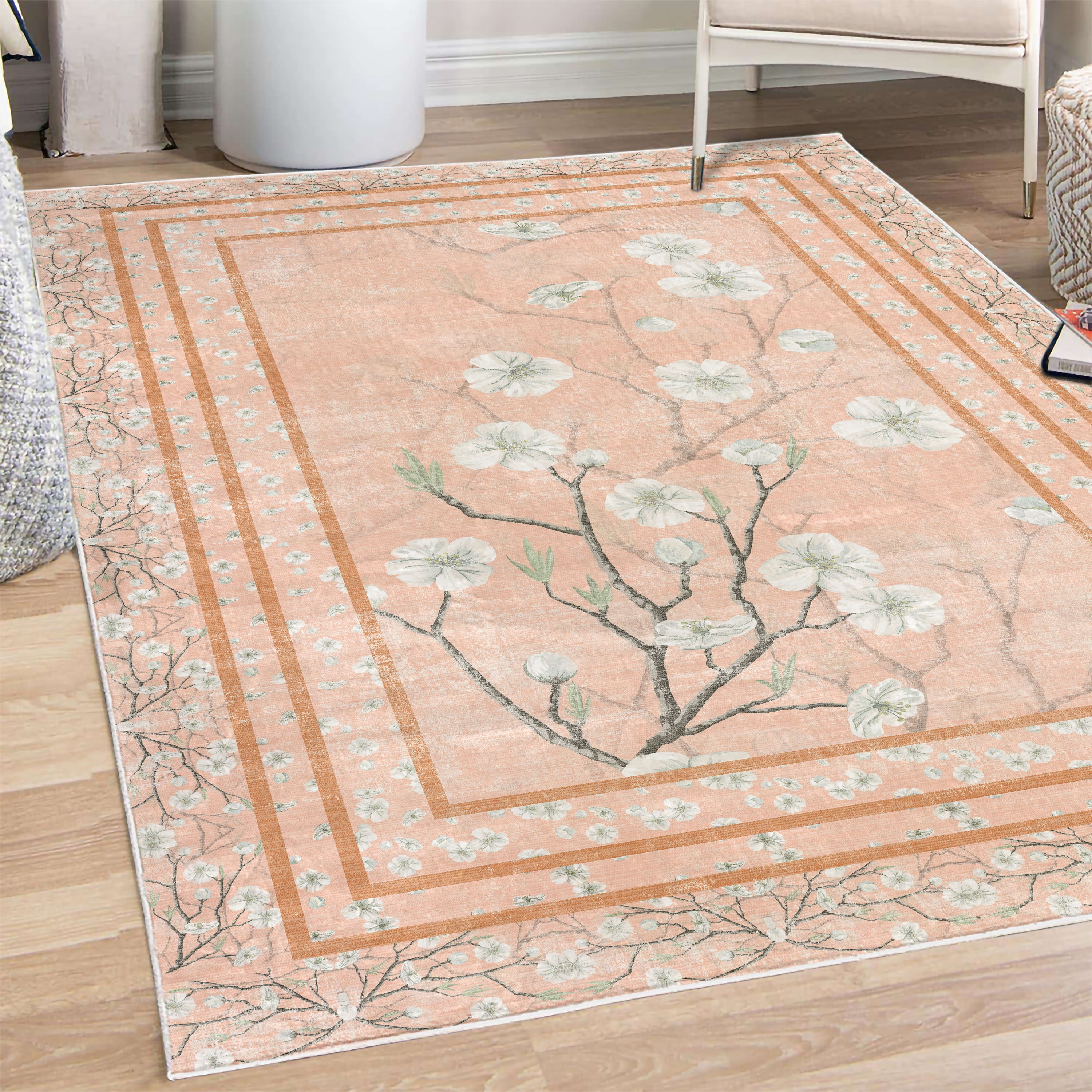 Apple Blossom Decorative Rug, Flowers and Blooming Spring Season ...