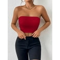 thumbnail image 4 of Womens Tube Tops Strapless Crop Tops Basic Backless Sleeveless Bandeau Going Out Cute 2025 Summer Outfits Wine Red S, 4 of 7