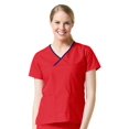 thumbnail image 1 of Core by Maevn Women's Y-Neck Mock Wrap Solid Scrub Top, 1 of 1