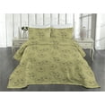 thumbnail image 2 of Ambesonne Line Art Flowers Quilted Coverlet 3 Pcs, Peony Sketch Art, Queen Size, Avocado Green Dark Grey, 2 of 4