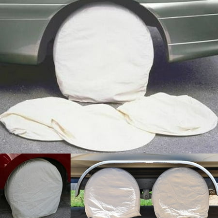 - 4 Pack Tire Wheel Covers for RV Tires Hub Caps, 29'' Diameter Canvas Wheel Tire Protect Covers Trailer Truck Car Motor