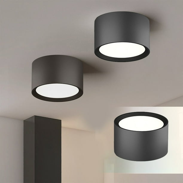 Downlight 1PC, Iluminación empotrada en techo 4.72x4.72x2.76in, Carcasa de aleación de aluminio, Luz blanca superbrillante, Iluminación moderna para el hogar de bajo consumo (Negro)