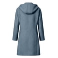 thumbnail image 5 of Wovilon Womens Hooded Wool Coat Mid Length Single Breasted Button Front Long Sleeve Warm Winter Outerwear with Pockets Solid Color Fall Clothes, 5 of 7