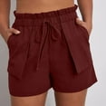 thumbnail image 2 of Women Athletic Shorts New Wide Leg Shorts for Women Summer Casual High Waisted Drawstring Beach Loose Shorts Comfy Fashion Outfits Wine XXL, 2 of 8