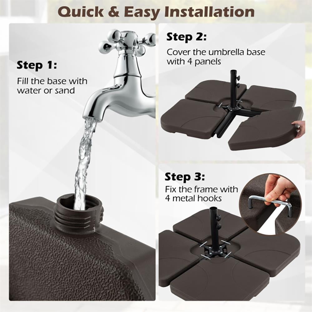 GVN Patio Umbrella Base,Outdoor Umbrella Stand,20 Inch Patio Offset Water Filled Plate Umbrella Base Sand-Coffee