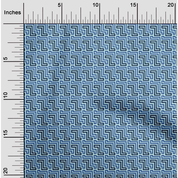 oneOone Cotton Cambric Fabric Greek Key Geometric Printed Craft Fabric BTY 56 Inches