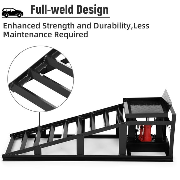 Yeshouse Heavy Duty Hydraulic Car Ramps, 5T 11,000lbs Capacity (2 Pack), Adjustable Steel Lift Ramps 11.61"-16.21", Low Profile Ramps for Trucks, Trailers, SUVs, Garage & Auto Maintenance