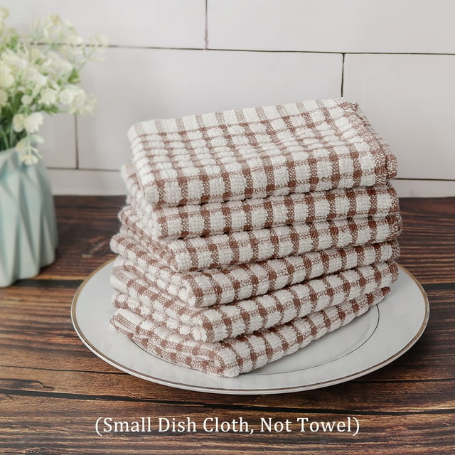 REGALWOVEN 6pcs Thin Terry Cotton Kitchen Dish Cloths for Home Cleaning 15" x 10.5" Coffee Color 6