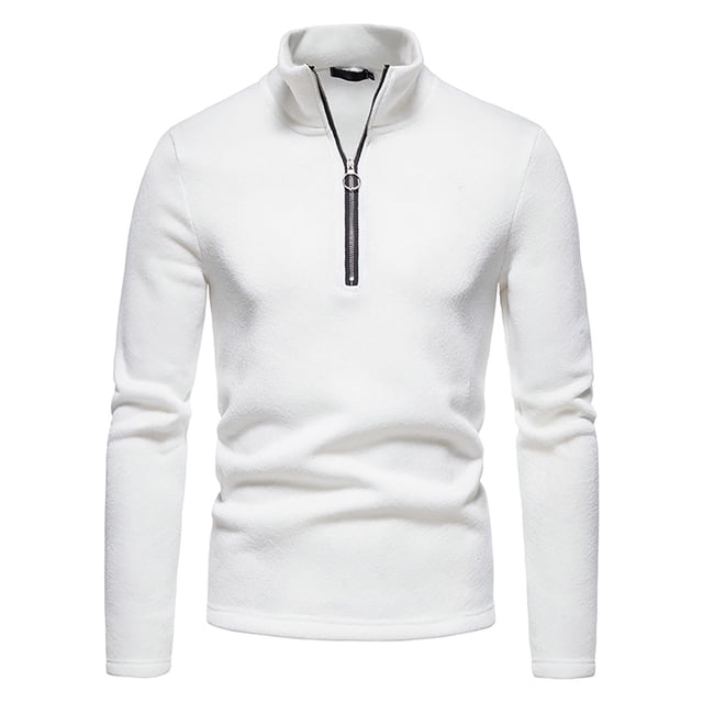 CEHVOM Men Placket Zipper Design Solid Casual Turtleneck Base Pollover Shirt Blouse Sales