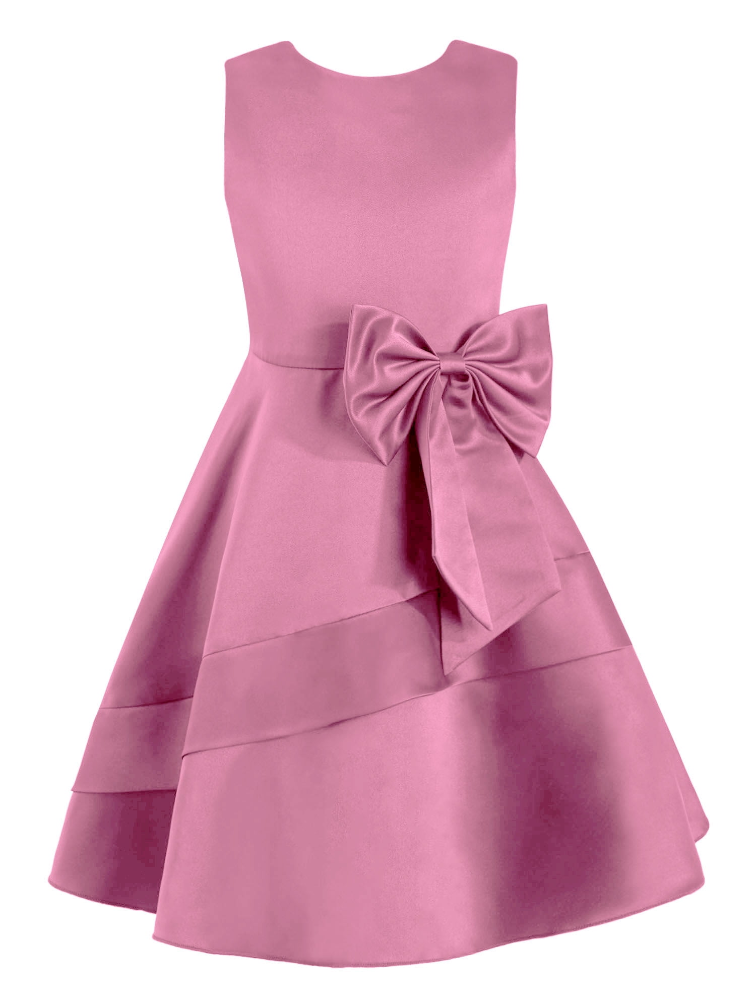 iEFiEL Kids Girls Satin Sleeveless Princess Dress Elegant Aline Wedding Bridesmaid Party