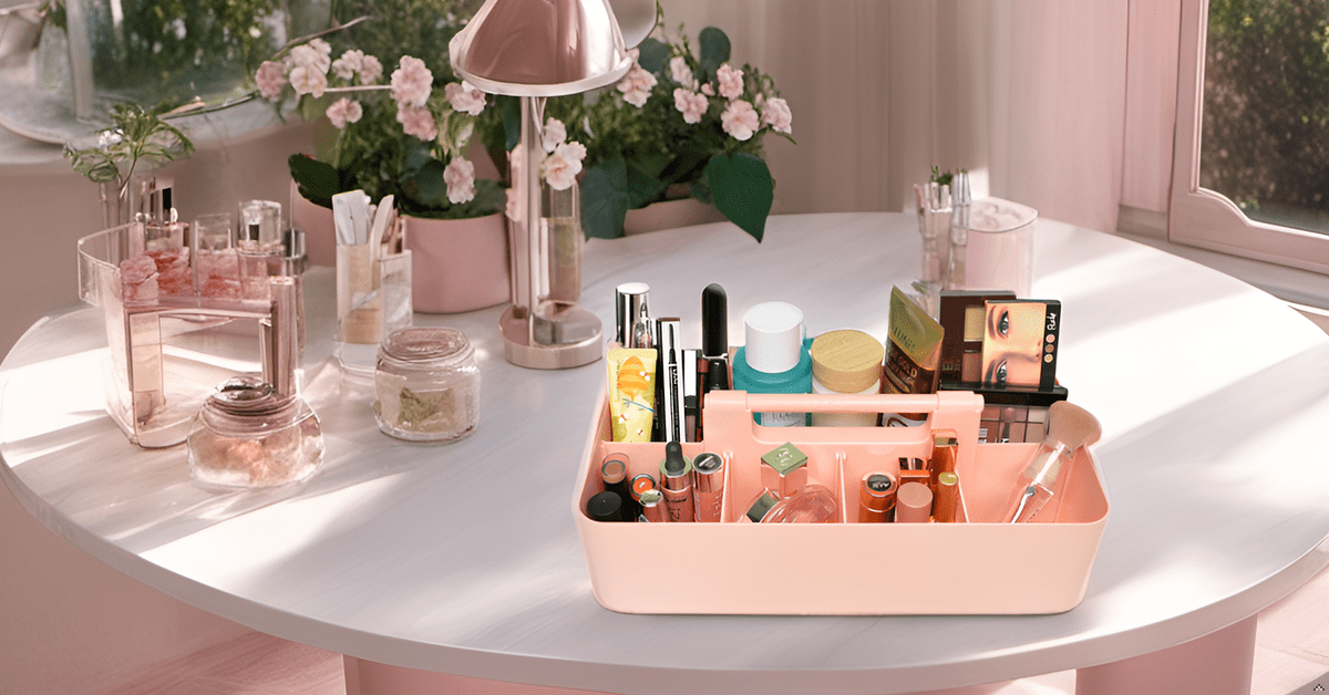 Enjoy Organizer 8-Compartment Desk Organizer, Pink, Portable Caddy