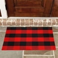 thumbnail image 2 of Jinswick Buffalo Plaid Check Rug  Hand-Woven Indoor Or Outdoor Washable Checkered Rugs for Layered Door Mats for Front Porch/Entryway/Farmhouse, Red and Black Plaid Doormat, 2 of 8