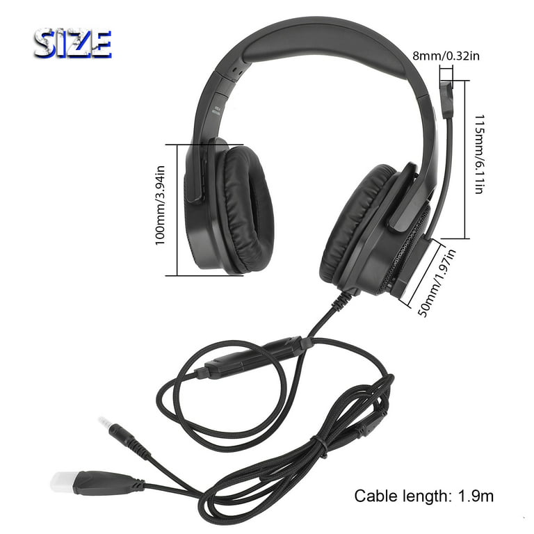 Headset Xbox PC Sound PS4, One, Switch with Mic, Earmuffs, Mac, Gaming Surround Light, for LED Cancelling Headset for Wired Nintendo Over-Ear Laptop, EEEkit Noise PS5, Stereo Headphones Fit Memory
