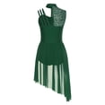 thumbnail image 2 of SiiRoh Women's Lyrical Dance Dress Sleeveless Asymmetrical Flowy Tulle Skirt Leotard Dancing Party Green XL, 2 of 5