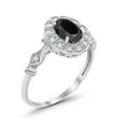thumbnail image 3 of Oval Art Deco Bridal Ring Black CZ 925 Sterling Silver Size 11, 3 of 3