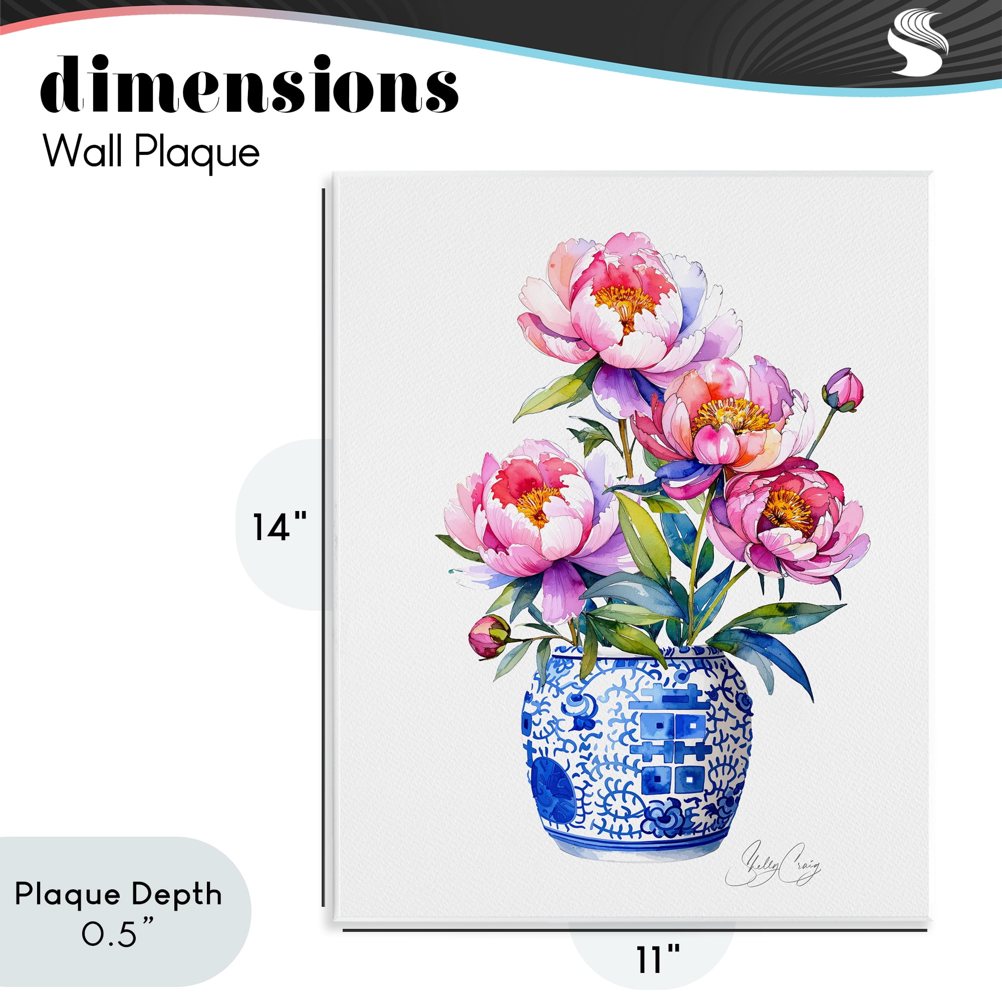 Stupell Industries Blue Dynasty Blooms Wall Plaque Art, design by Shelly Craig