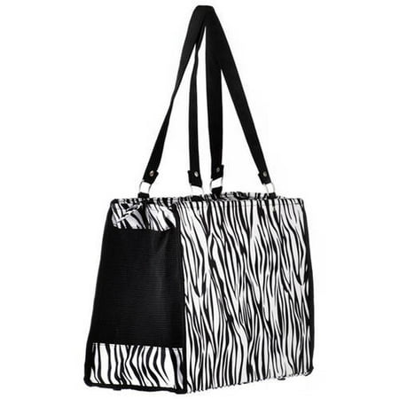 Small Open Pet Tote - New York Dog® Zippered Tote Pet Carrier Zebra Black
